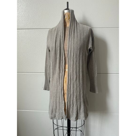 Calvin Klein jeans Women's 100% Cashmere Open Front Pale Gray Sweater Sz s - Picture 3 of 16